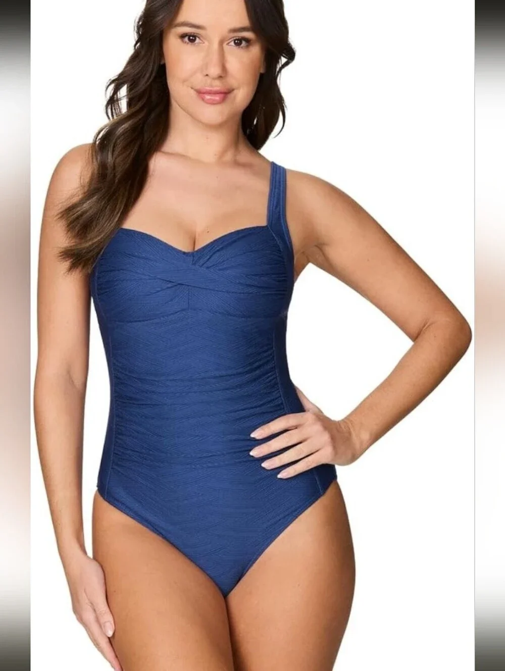 Nip Tuck Blue Joanne One Piece Swimsuit with Tummy Control Navy Size 10 EUC